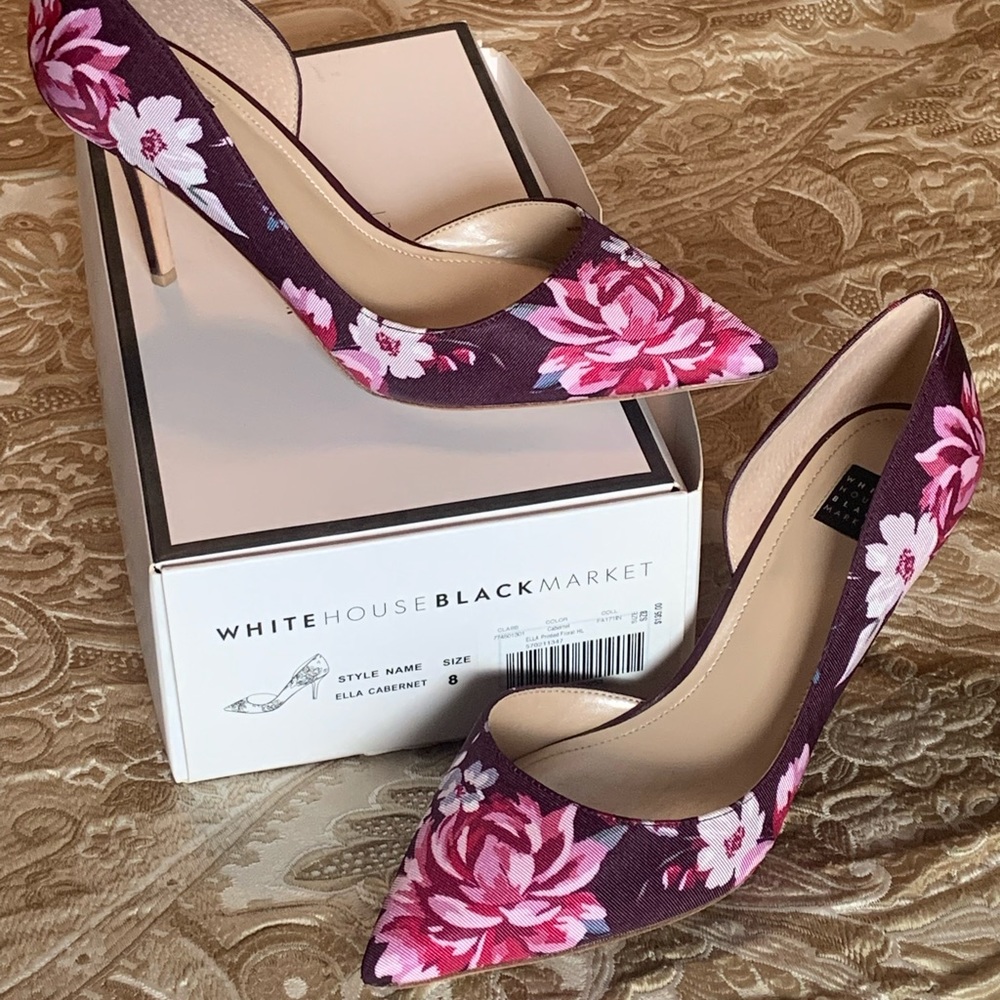 White House Black Market. Floral pumps size 8. Great condition. Worn once